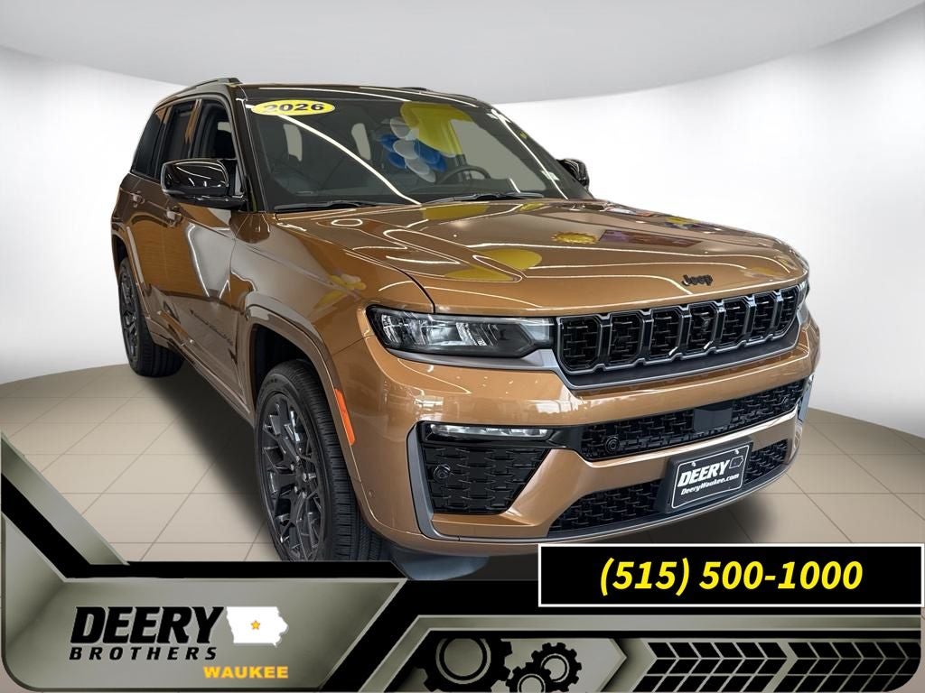 2026 Jeep Grand Cherokee GRAND CHEROKEE SUMMIT 4X4 in Copper Shino Metallic Clear-Coat Exterior Paint — front three-quarter view