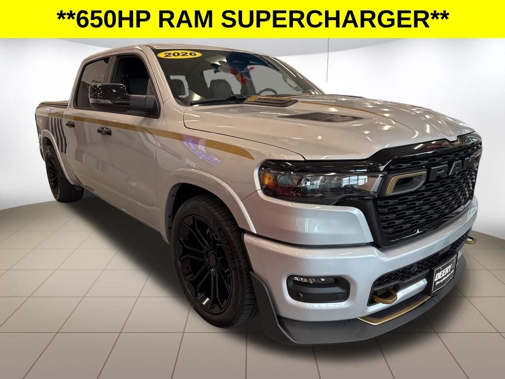 2026 RAM Ram 1500 RAM 1500 BIG HORN CREW CAB 4X4 5'7' BOX in Silver Zynith Exterior Paint — front three-quarter view
