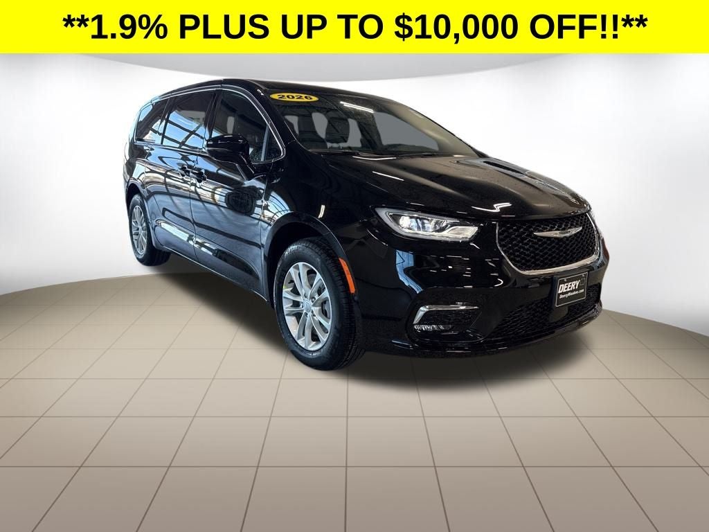 2026 Chrysler Pacifica PACIFICA SELECT AWD in Diamond Black Crystal Pearl-Coat Exterior Paint — front three-quarter view