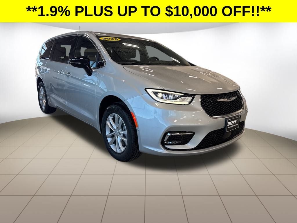 2026 Chrysler Pacifica PACIFICA SELECT AWD in Silver Mist Clear-Coat Exterior Paint — front three-quarter view