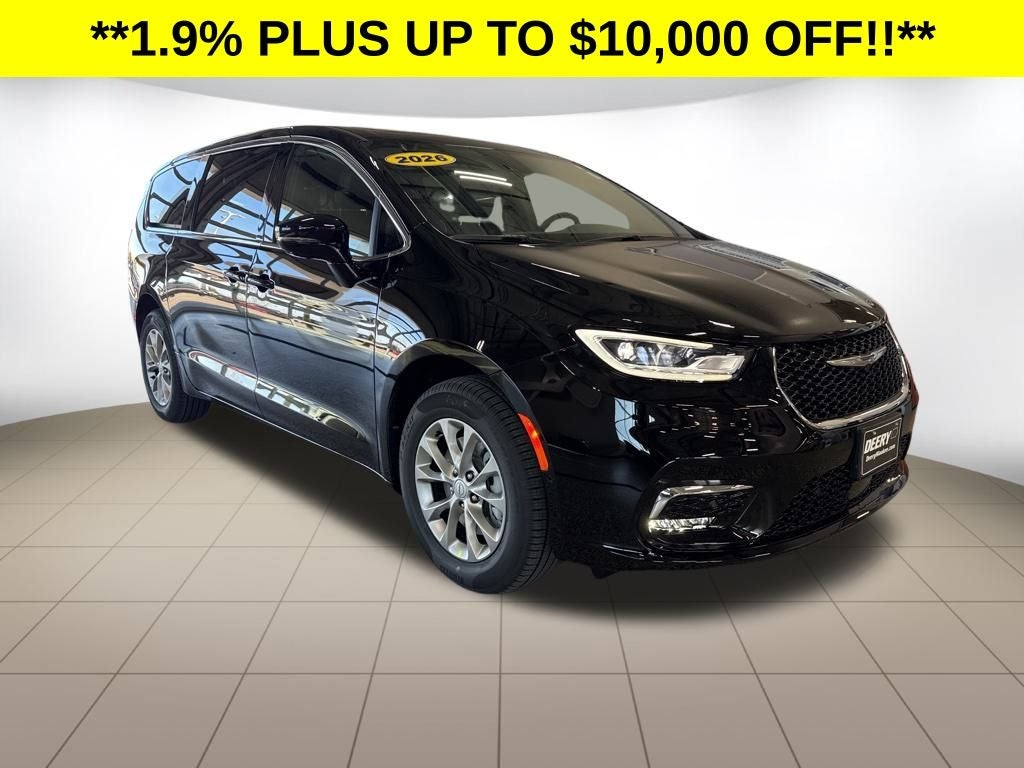 2026 Chrysler Pacifica PACIFICA LIMITED AWD in Diamond Black Crystal Pearl-Coat Exterior Paint — front three-quarter view