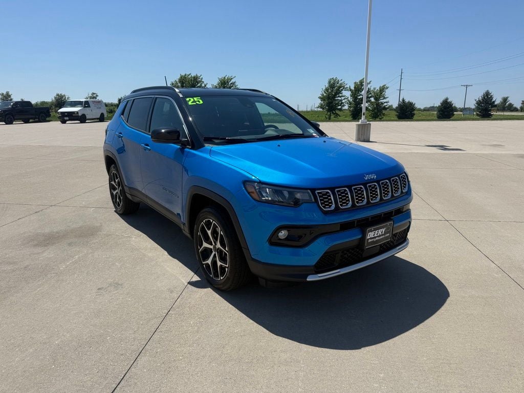 2025 Jeep Compass Limited 4x4 in Hydro Blue Pearlcoat — front three-quarter view