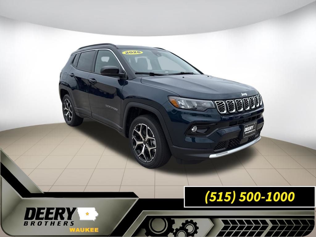 2026 Jeep Compass COMPASS LIMITED 4X4 in Fathom Blue Pearl-Coat Exterior Paint — front three-quarter view