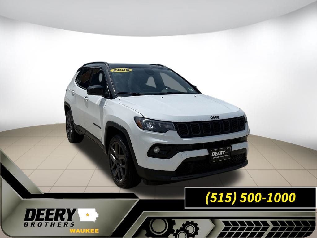 2026 Jeep Compass COMPASS LIMITED ALTITUDE 4X4 in Bright White Clear-Coat Exterior Paint — front three-quarter view