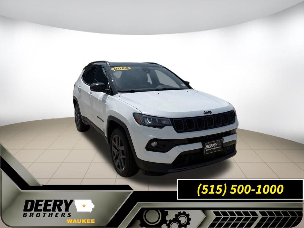 2026 Jeep Compass COMPASS LIMITED ALTITUDE 4X4 in Bright White Clear-Coat Exterior Paint — front three-quarter view