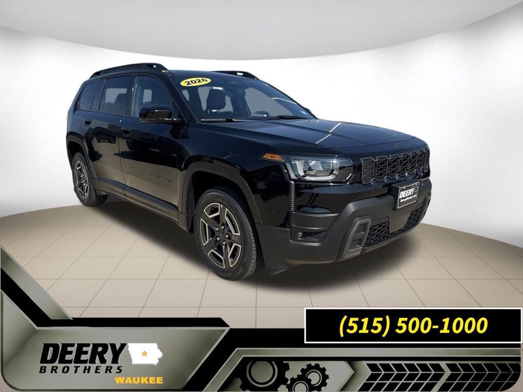 2026 Jeep Cherokee CHEROKEE LIMITED 4X4 in Diamond Black Crystal Pearl-Coat Exterior Paint — front three-quarter view