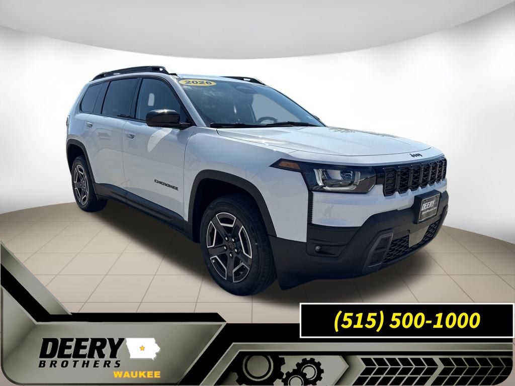 2026 Jeep Cherokee CHEROKEE LAREDO 4X4 in Bright White Clear-Coat Exterior Paint — front three-quarter view