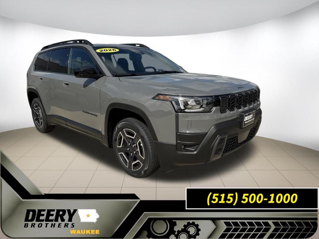 2026 Jeep Cherokee CHEROKEE LAREDO 4X4 in Sting-Gray Clear-Coat Exterior Paint — front three-quarter view