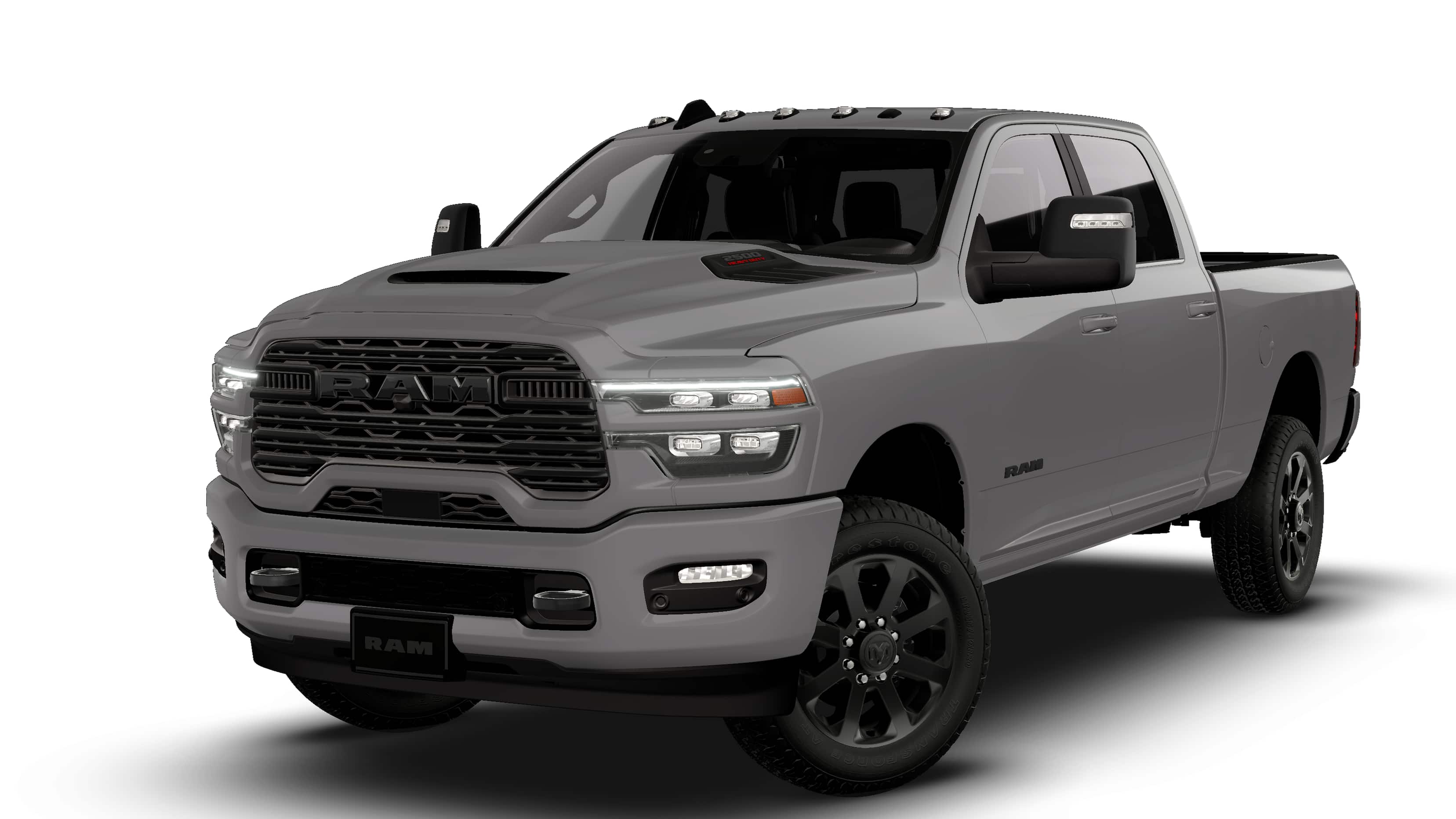 2026 RAM Ram 2500 RAM 2500 LARAMIE CREW CAB 4X4 6'4' BOX in Ceramic Gray Clear-Coat Exterior Paint — front three-quarter view