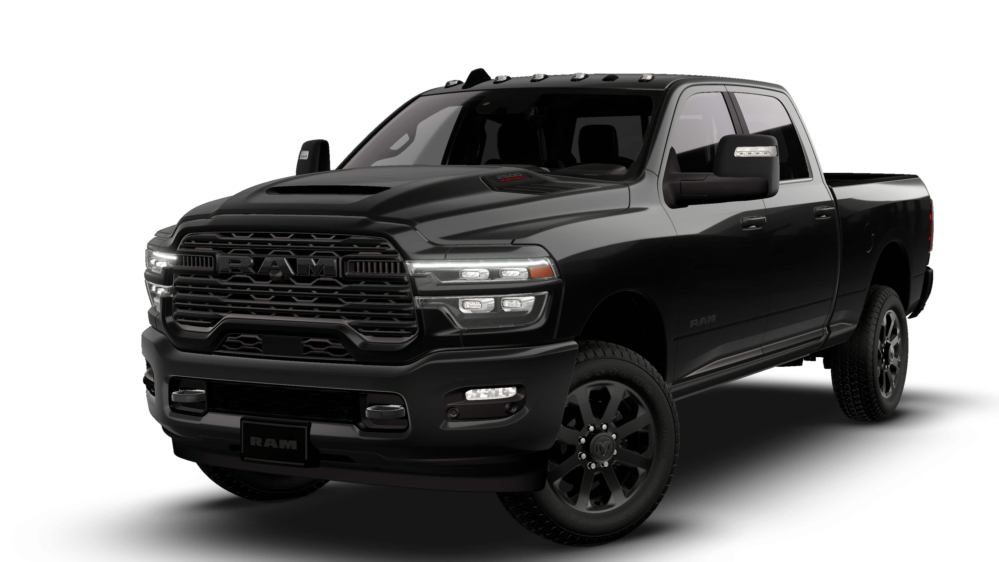 2026 RAM Ram 2500 RAM 2500 LARAMIE CREW CAB 4X4 6'4' BOX in Diamond Black Crystal Pearl-Coat Exterior Paint — front three-quarter view