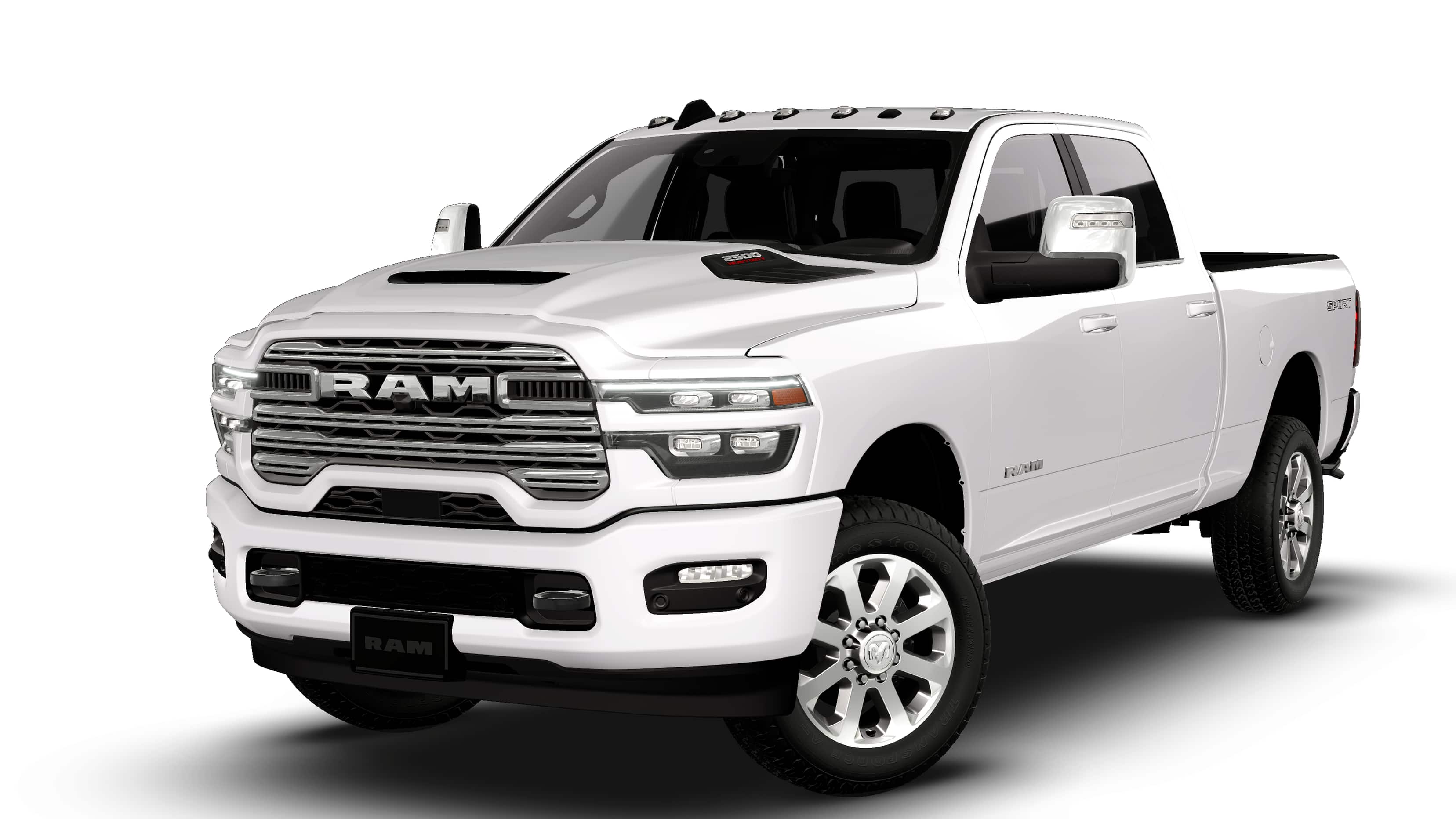 2026 RAM Ram 2500 RAM 2500 LARAMIE CREW CAB 4X4 6'4' BOX in Bright White Clear-Coat Exterior Paint — front three-quarter view
